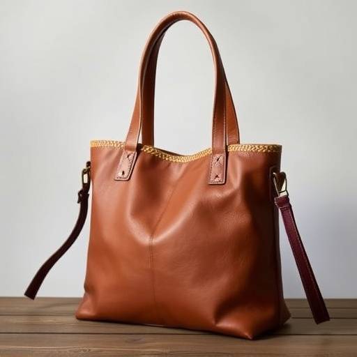 Borsa in pelle artigianale fiorentina, color cuoio con cuciture a mano.