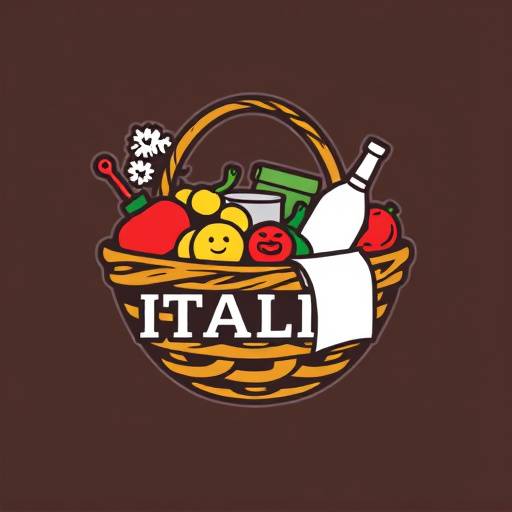 Logo di Mercato Italia con una cesta piena di prodotti tipici italiani