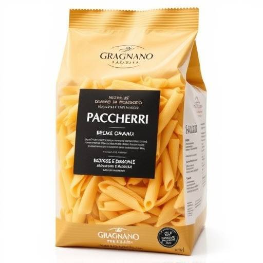 Pasta di Gragnano, paccheri trafilati al bronzo, confezione da 500g.