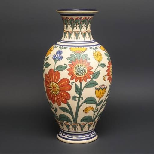 Un vaso in ceramica di Caltagirone decorato con motivi tradizionali siciliani