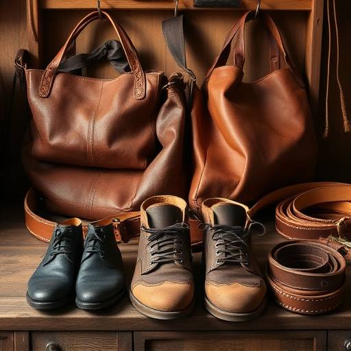 Una selezione di borse in pelle artigianali, scarpe e cinture fatte a mano.